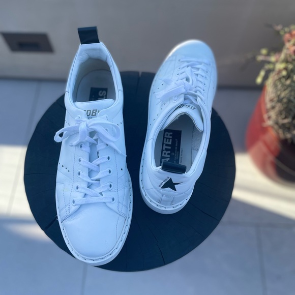 golden goose starter sneakers in all white leather - Picture 7 of 16